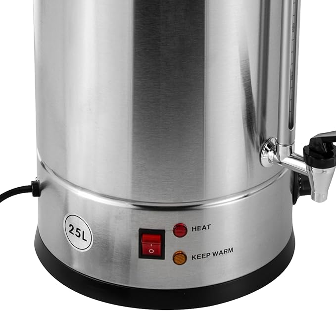 Commercial Coffee Maker,Stainless Steel Coffee Urn with Temperature Control, Coffee Maker Hot Water Urn for Catering (25L,1.4KW Silver, Black)