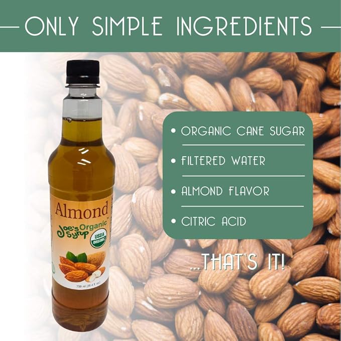 Joe’s Syrup Organic Flavored Syrup, Organic Almond, 750 ml