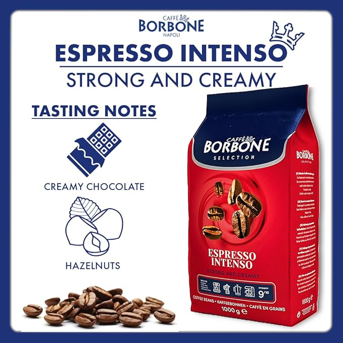 Caffè Borbone Whole Bean Coffee, Medium Roast Robusta Blend, Espresso Intenso, Strong and Creamy Italian Coffee, 2.2 lb Bag