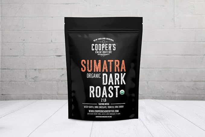 Organic Dark Roast Sumatra, Whole Bean Coffee, Single Origin Grade 1 Premium Coffee - 2lb Bag