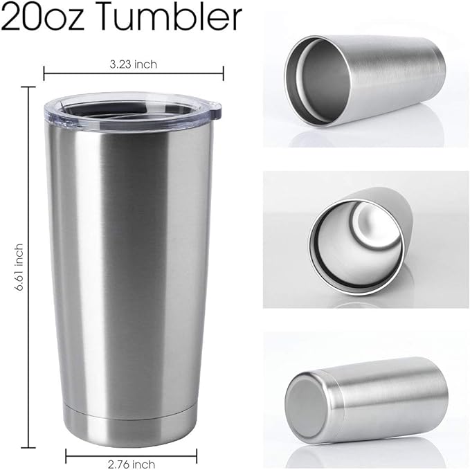 HASLE OUTFITTERS 20oz Tumblers Bulk Stainless Steel Cups with Lid Double Wall Vacuum Insulated Coffee Mugs for Cold & Hot Drinks 8 Pack