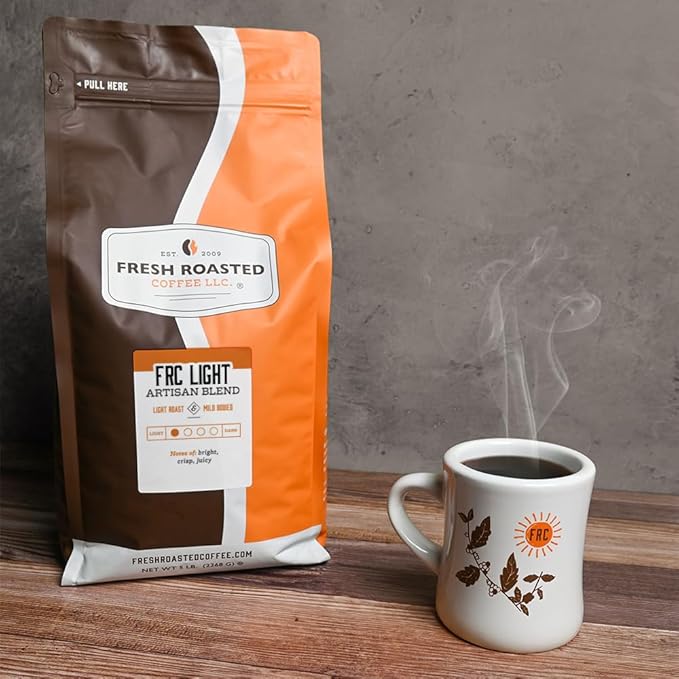 Fresh Roasted Coffee, FRC Light Roast Blend, 5 lb (80 oz), Kosher, Ground