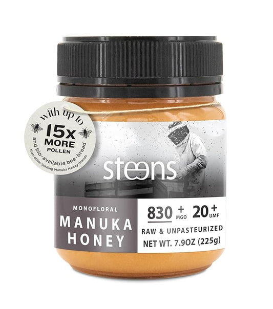 Steens Manuka Honey - MGO 830+ - Pure & Raw 100% Certified UMF 20+ Manuka Honey - Bottled and Sealed in New Zealand - 7.9 oz - New Version