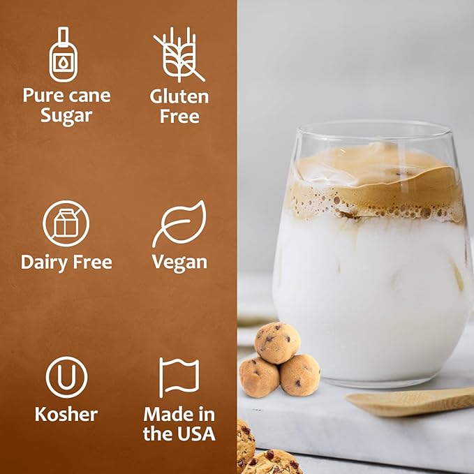 Syruvia Coffee Syrup, Chocolate Chip Cookie Dough Flavored Syrup for Drinks, Lattes, and Desserts – 25.4 fl oz, With Pump