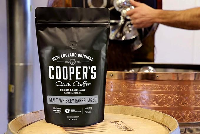 Single-Malt Whiskey Barrel Aged Coffee - Ground - Single Origin Sumatra Coffee Beans Aged in Stout Whiskey Barrels - UPRISING- 5lb Bag