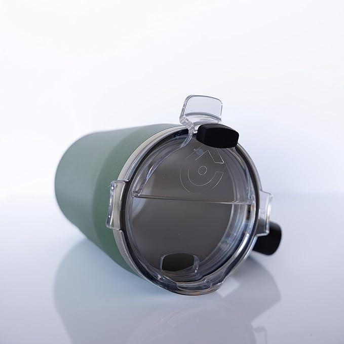 OUTSIDER Stainless Steel Vacuum Insulated Coffee Mug/Cup with Rotating Handle and Spill Proof Lid – Great Travel Tumbler for Outdoor, Home, Office – 17 ounces, Green