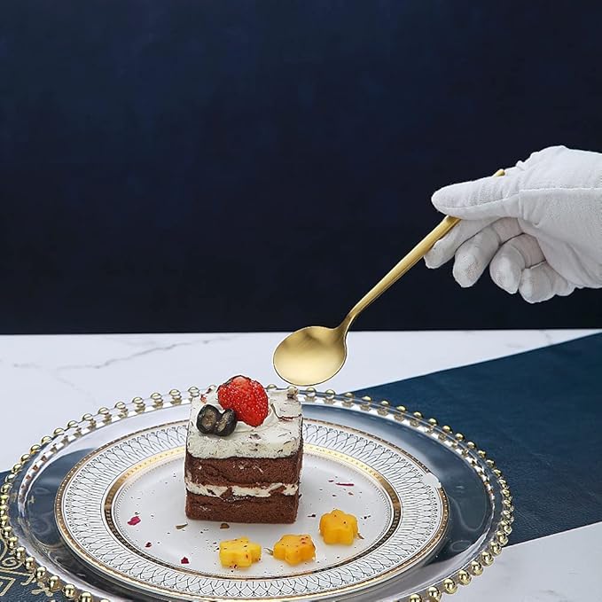 Matt Gold 6 Piece Teaspoons, 6.6'' Silverware, Stainless Steel Tea Spoons for Home or Restaurant, Dishwasher Safe