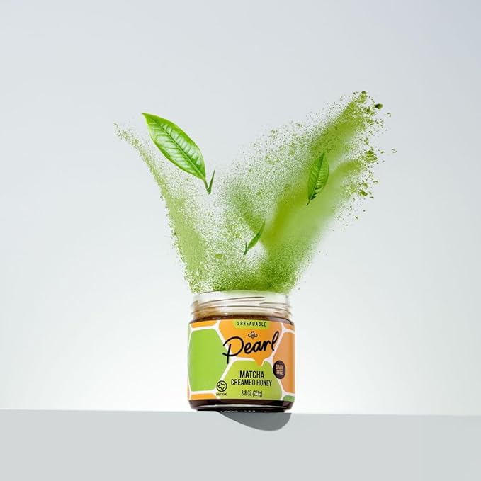 Pearl Honey Spreads - Organic Matcha Flavored Creamed Raw Honey - Chemical Free, Dairy Free, Soy Free & 100% Naturally Flavored |8.8oz Jar