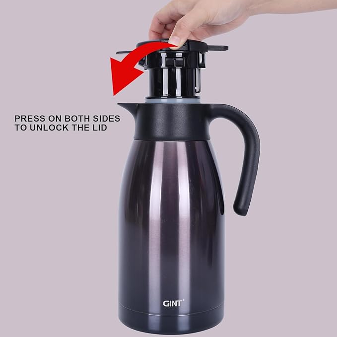 GiNT 1.9L / 64Oz Thermal Coffee Carafe, Insulated Stainless Steel Coffee Carafes for Keeping Hot/Double Walled Vacuum Thermal Carafe (Purple)
