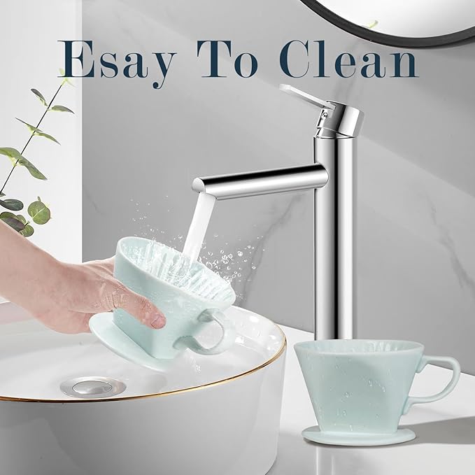 Handmade Pour Over Ceramic Coffee Dripper - Authentic Brewing Experience for Camping, Office, and Home (Green)