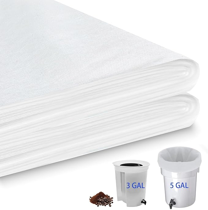 50 Pcs Commercial Cold Brew Coffee Filters for 5 Gallon Buckets & Commercial Cold Brew Coffee Makers, 20" x 20" Disposable Coffee Filters with Drawstring, Brew Up to 5 LBS Coffee, No Tear No Sediment