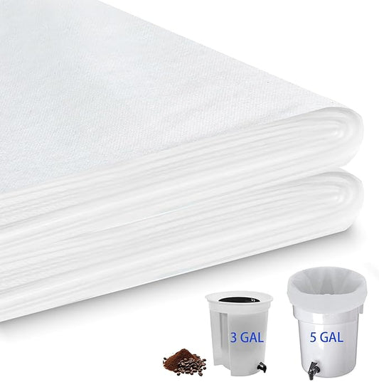 50 Pcs Commercial Cold Brew Coffee Filters for 5 Gallon Buckets & Commercial Cold Brew Coffee Makers, 20" x 20" Disposable Coffee Filters with Drawstring, Brew Up to 5 LBS Coffee, No Tear No Sediment