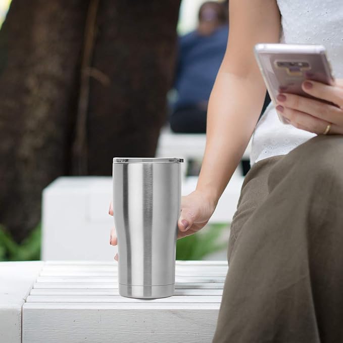 DOMICARE 20oz Tumbler with Lid Stainless Steel Tumblers Bulk, Double Wall Vacuum Insulated Coffee Travel Mug, 1 Count (Pack of 1) Stainless Steel