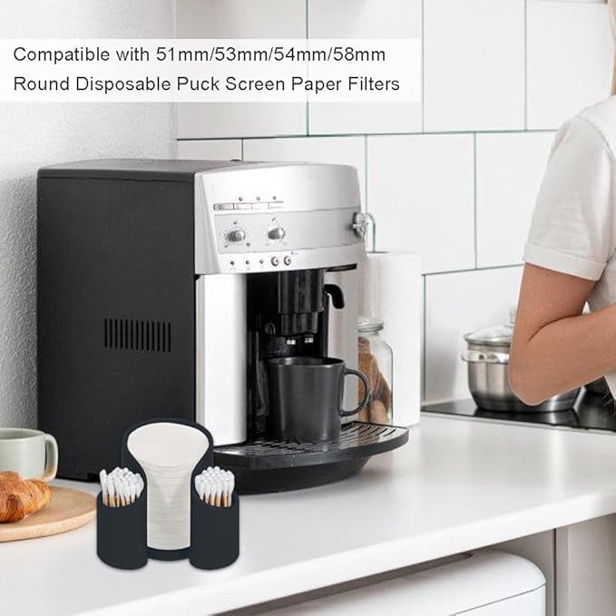 Coffee Filter Paper Holder,Portable Storage Container for (50mm - 60mm) Round Disposable Filter,Multi-compartment Organizer for Swab Dental Floss Cotton Pad Paper Cup