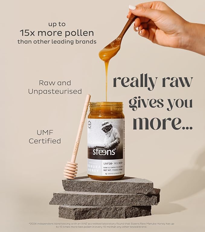 Steens Manuka Honey - MGO 830+ - Pure & Raw 100% Certified UMF 20+ Manuka Honey - Bottled and Sealed in New Zealand - 17.6 Ounce (Pack of 1) New Version