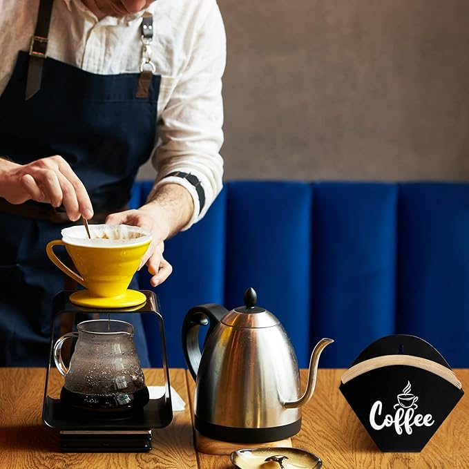 Cone Coffee Filter Holder Farmhouse Filter Storage Container Wall-mount Vintage Paper Holder Coffee Bar Accessories(Black)