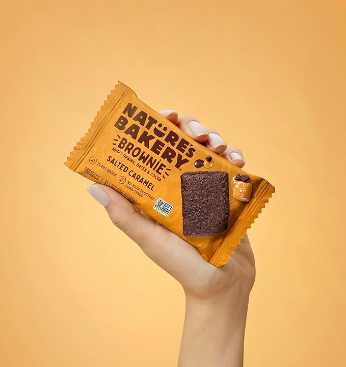 Nature's Bakery Salted Caramel Brownie Bars, Whole Grains, Plant Based, Dairy Free, 9.54 Ounces (Pack Of 6)