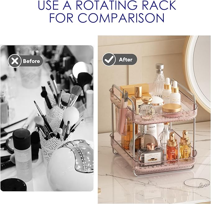 FFK 2 Tier Cup Mug Rack Coffee Bar Drying Holder Stand with Removable Drain Tray Kitchen Countertop Organizer Storage Glass Bottle Drying Holder with Drainage Basket Makeup Skincare Shelf Acrylic