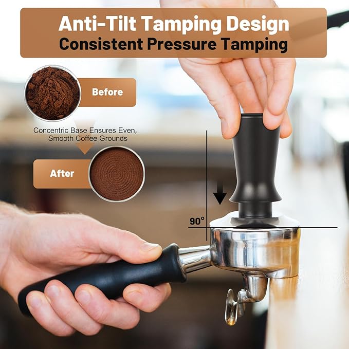 53mm Espresso Accessories Kit – Spring-Loaded Espresso Tamper, WDT Tool, Coffee Distributor, Magnetic Dosing Funnel, Puck Screen with Remover – Premium Stainless Steel & Aluminum Espresso Tools