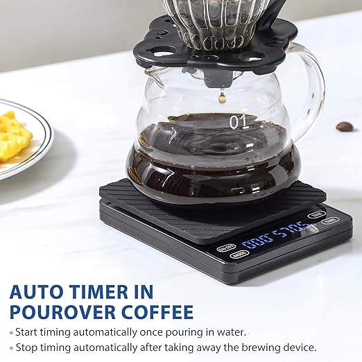 KitchenTour Nano Coffee Scale with Timer 3kg/0.1g, 3 Mode for Espresso Machine and Pour Over, High Precision Pour Over Drip Espresso Scale with Back-Lit LCD Display