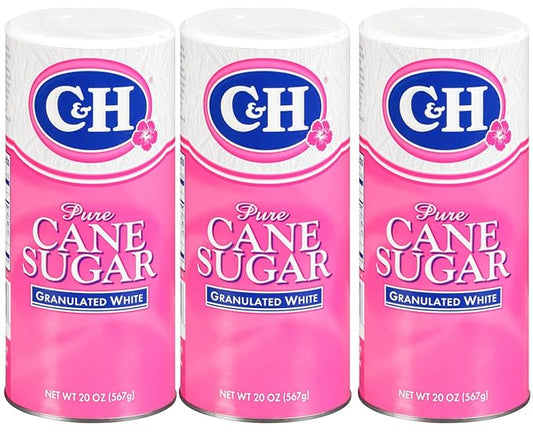 C&H® Granulated Sugar, 20 oz Canister Premium Pure Cane Sugar (Pack of 3)