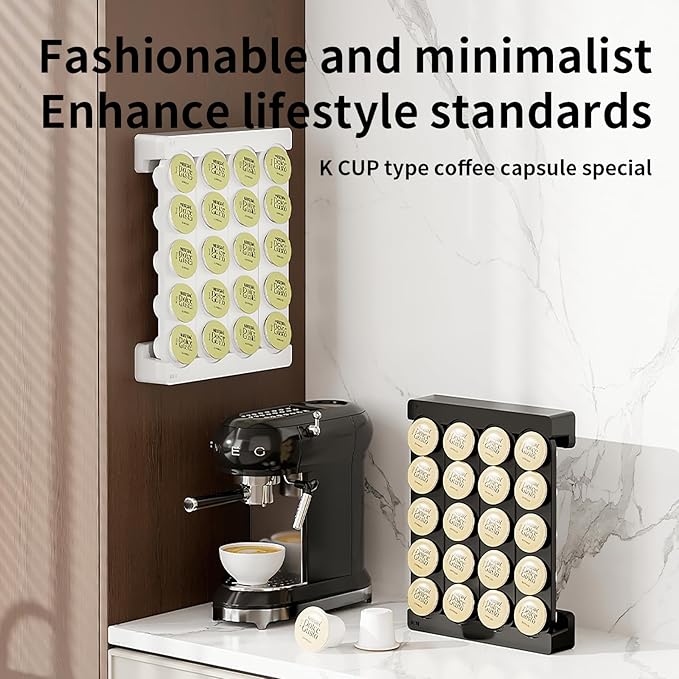 SAVORI Coffee Pod Storage Wall-Mounted Holder Organizer Compatible with 20 Keurig K-Cup Pods (Black)