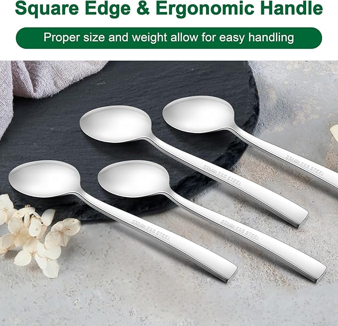 TeamFar Teaspoon Set of 6, 6.7 Inch Stainless Steel Mini Tea Spoons, Small Spoon Silverware for Coffee Tea Soup Dessert, Non-Toxic & Heavy Duty, Mirror Polished & Dishwasher Safe