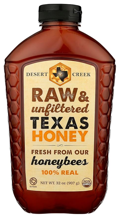 Raw, Unfiltered, Unpasteurized Texas Honey by Desert Creek Honey 2 lbs (32 oz) Non-GMO, Kosher