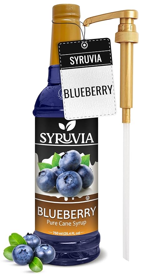 Syruvia Blueberry Syrup For Drinks 25.4 Ounces Blueberry Flavoring Syrup With Pump