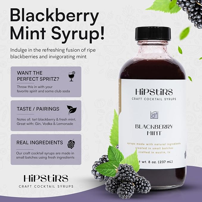 HipStirs Spring Cocktail Syrup Trio – Lavender Haze, Blackberry Mint & Old Fashioned (3 Pack, 8oz Bottles) | Craft Drink Mixers for Cocktails & Mocktails | Small Batch, Natural Ingredients