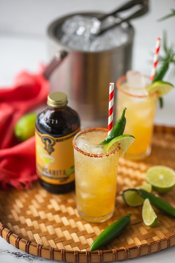 Portland Syrups Margarita Syrup - Craft Cocktail and Mocktail Mixer with Tangerine, Blood Orange, and Lime Puree - 12 oz with 24 Servings (Pack of 2)