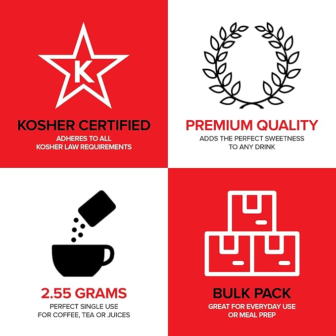 Bulk Sugar Packets, 500 Count - Individual Servings of Turbinado Sugar Packets for Coffee & Tea, Granulated Brown Raw Sugar Packs Great for Restaurants, Coffee Shops, Offices, and More