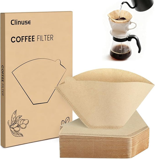 Coffee Filters 200 Count, Size 02 Cone Filters 2-6 Cup, Unbleached Disposable Natural Paper Filters, 02 Cone Filters For Pour Over and Drip Coffee Maker