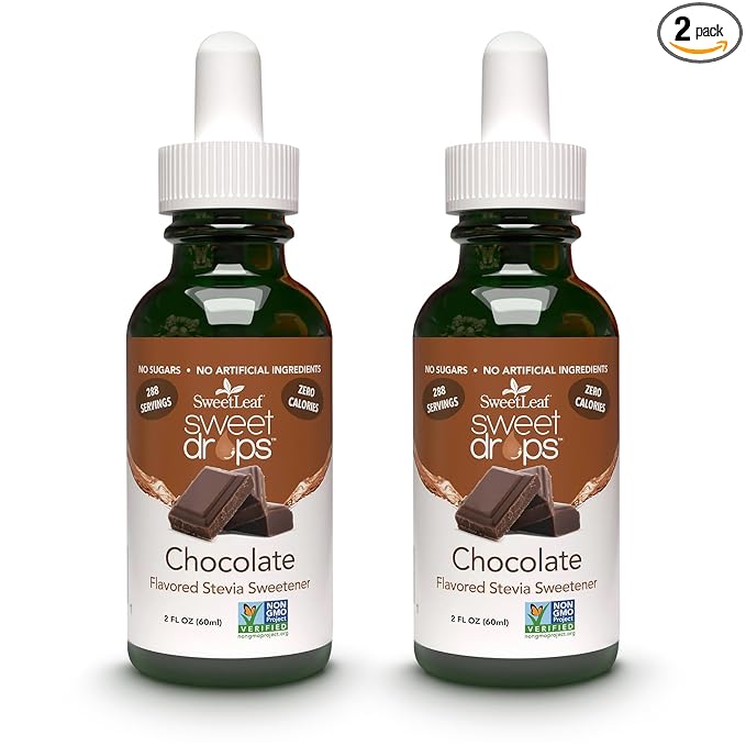 SweetLeaf Stevia Liquid Sweet Drops - Chocolate Flavored Drops, Stevia Liquid Sweetener, Zero-Calorie, Sugar-Free Syrup Alternative for Keto Coffee, Baking, Shakes, 2 Fl Oz (Pack of 2)