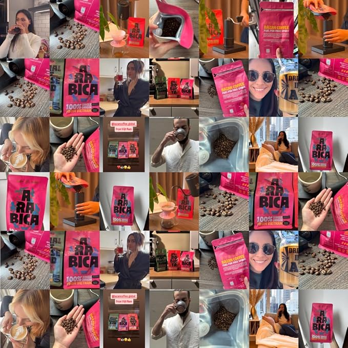 BAZAN COFFEE – Vietnamese Specialty Arabica Cau Dat, Medium Roast Whole Bean Coffee, Single Origin, Floral & Warm Spice Notes, Low Acidity, Perfect with Milk or Black, 12oz Bag