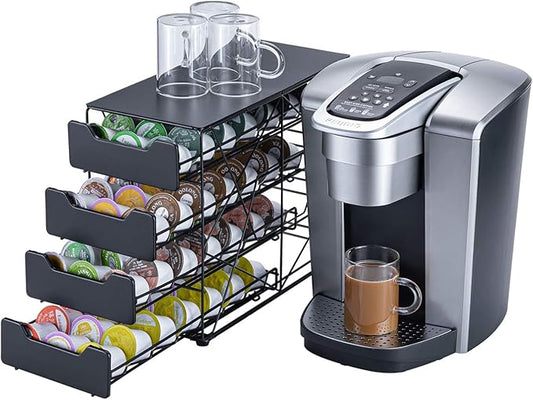 Rice rat k cup Holders for Counter Small for Keurig k-cup Holder for mr Coffee for Tea (84 pods-4 tiers)