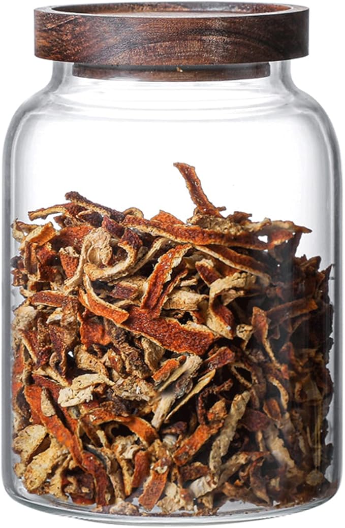 Large Glass Jars with Airtight Wooden Lid, Food Storage Glass Canister, Clear Cereal Storage Container for Flour, Sugar, Coffee Beans, Snack (40 FL OZ (1200ml))