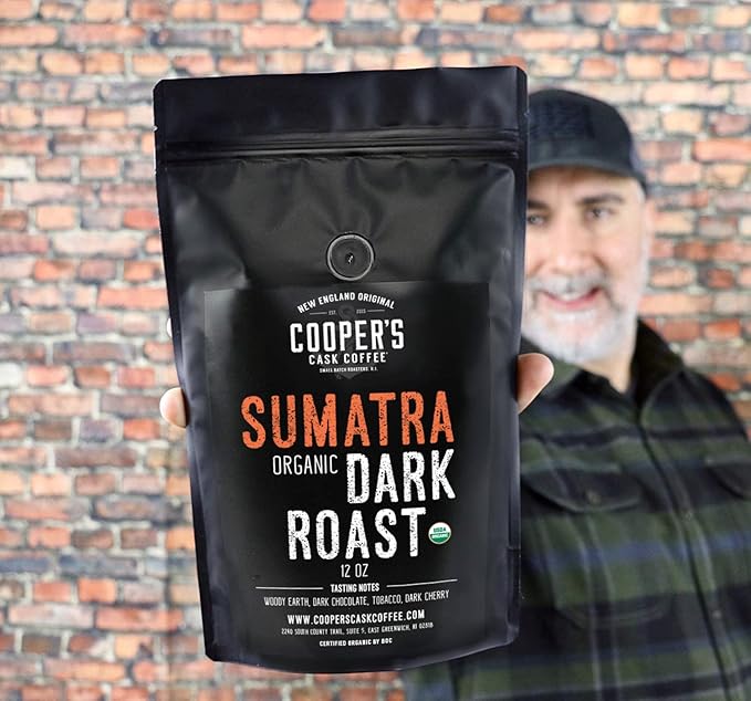 Organic Dark Roast Sumatra, Ground Coffee, Single Origin Grade 1 Premium Coffee - 12 oz Bag