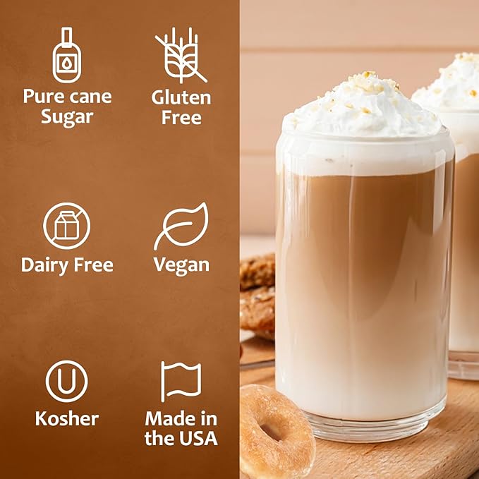 Syruvia Glazed Donut Coffee Syrup - 25.4 fl oz Premium Coffee Flavoring Syrup - Kosher Coffee Syrups, Gluten Free, No Coloring, Perfect for Drinks, Soda, Shakes, Desserts, and More With Pump