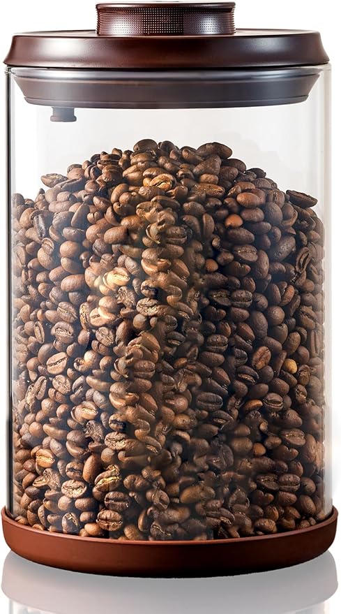 Coffee Canister, 2000ml Borosilicate Glass Airtight Coffee Containers for Ground Coffee with CO2-Release Valve - Large, 24 oz