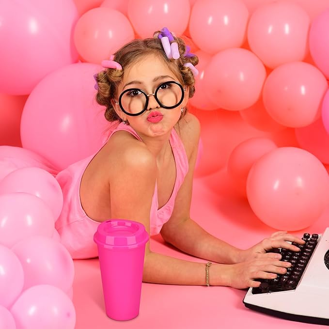 Domensi 15 Pack Reusable Coffee Cups with Lids 16 oz Disposable Travel Cups Bulk Plastic to Go Coffee Tumblers for DIY Hot Cold Drink Party Favors Coworker, Microwaveable (Rose Red)