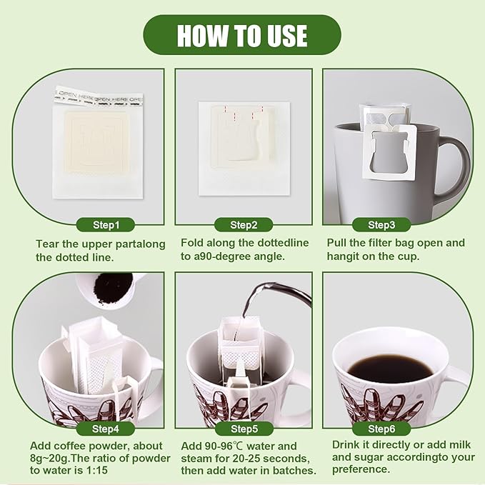 CARGEN 50Pcs Portable Coffee Filter Paper Bag - Hanging Ear Drip Coffee Bags Single Serve Disposable Pour Over Filter Bag for Camping, Backpacking, Travel, Office, Home, Outdoor and on the go