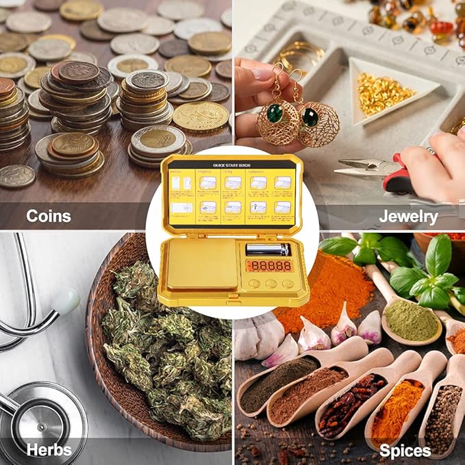 Fuzion Gram Scale 200g/0.01g, Jewelry Scales Digital Weight Grams and Ounces, Digital Pocket Herb Scale with 6 Modes, Tare for Herbs, Jewelry, Small(50g Weight & Battery Included)