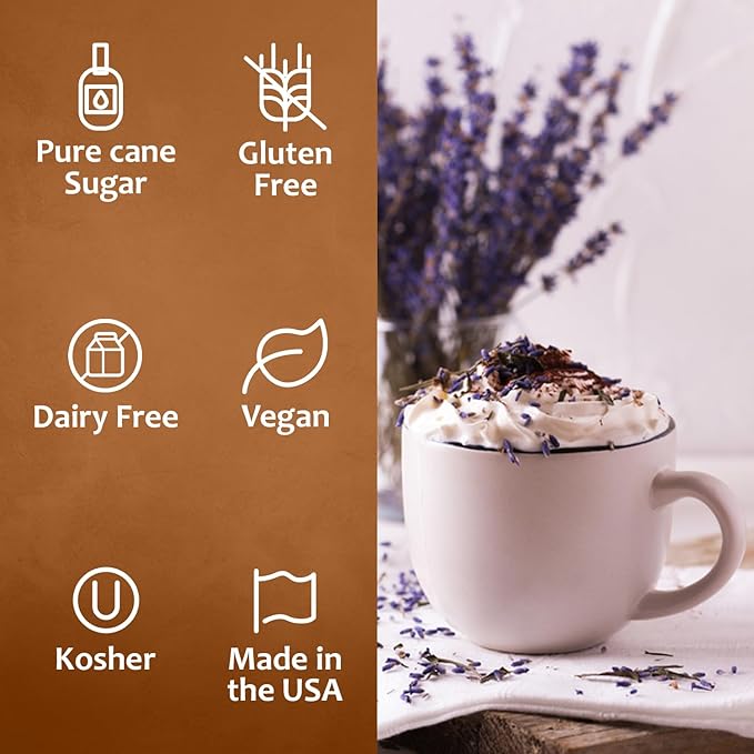 Syruvia Coffee Syrup, Lavender Flavored Syrup for Drinks, Lattes, and Desserts – 25.4 fl oz, With Pump