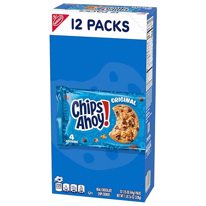 CHIPS AHOY! Original Chocolate Chip Cookies, 48 Snack Packs (4 Cookies Per Pack, 4 Boxes)