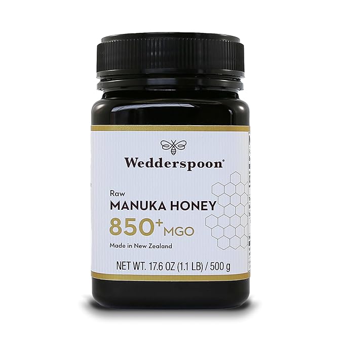 Wedderspoon Raw Premium Manuka Honey, 850+ MGO, 17.6 Oz, Unpasteurized New Zealand Honey, From Our Hives to Your Home