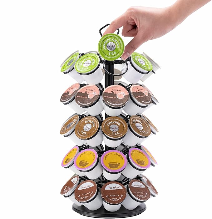 Rice rat K-Cup Storage Coffee Capsules Pod Holder Carousel Capsule Display Storage for k-cup（45 pods-5 tiers）