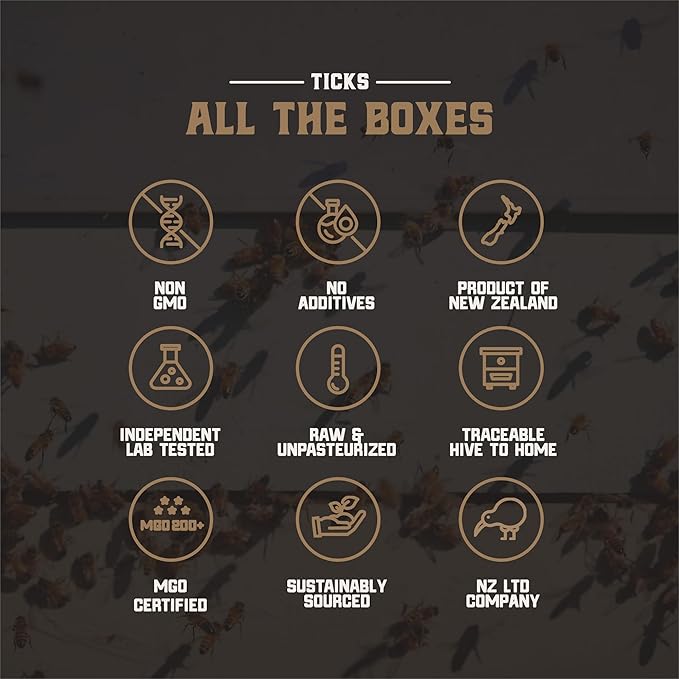 Gold Fern Honey - Raw New Zealand Manuka Honey | 8.8oz MGO 100+ | Pure, Natural, Unpasteurized, and Unfiltered Superfood Honey, Traceable from Hive to Hand.