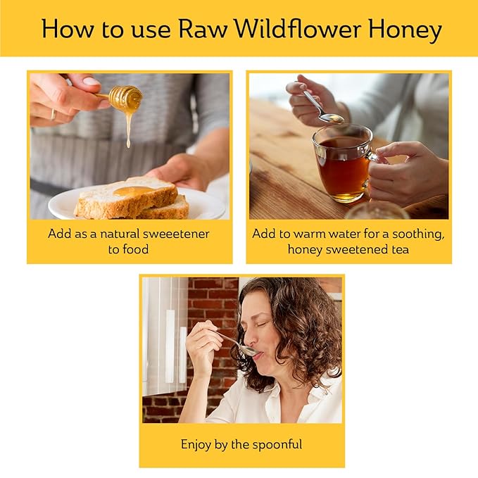 Raw Wildflower Honey - Pure, Unadulterated, Clean, Grade A Strained Honey from the Pacific Northwest (20 ounces)
