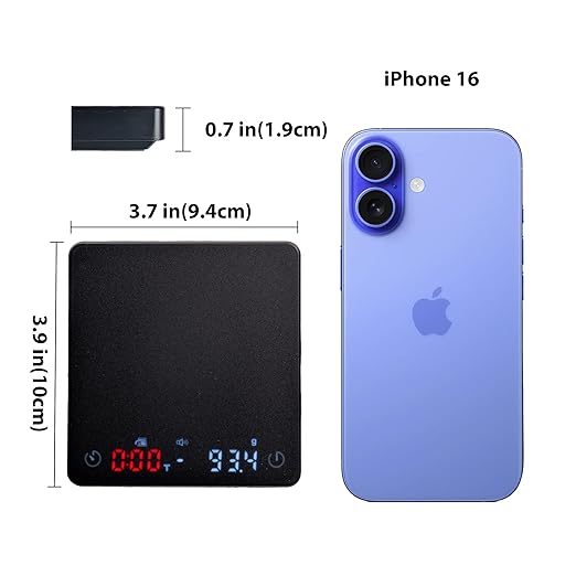 MiiCoffee Nano Coffee Scale with Timer, Espresso Scale with Auto Tare, Touch Sensor and Silicone Cover